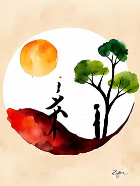 Ein Aquarellgemälde eines Mannes und eines Baumes. Ein Aquarellgemälde eines Mannes und eines Baumes.